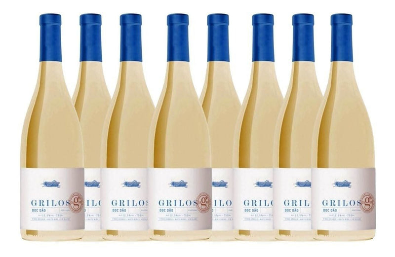 Kit C/8 Vinho Branco Seco Grilos 750 Ml