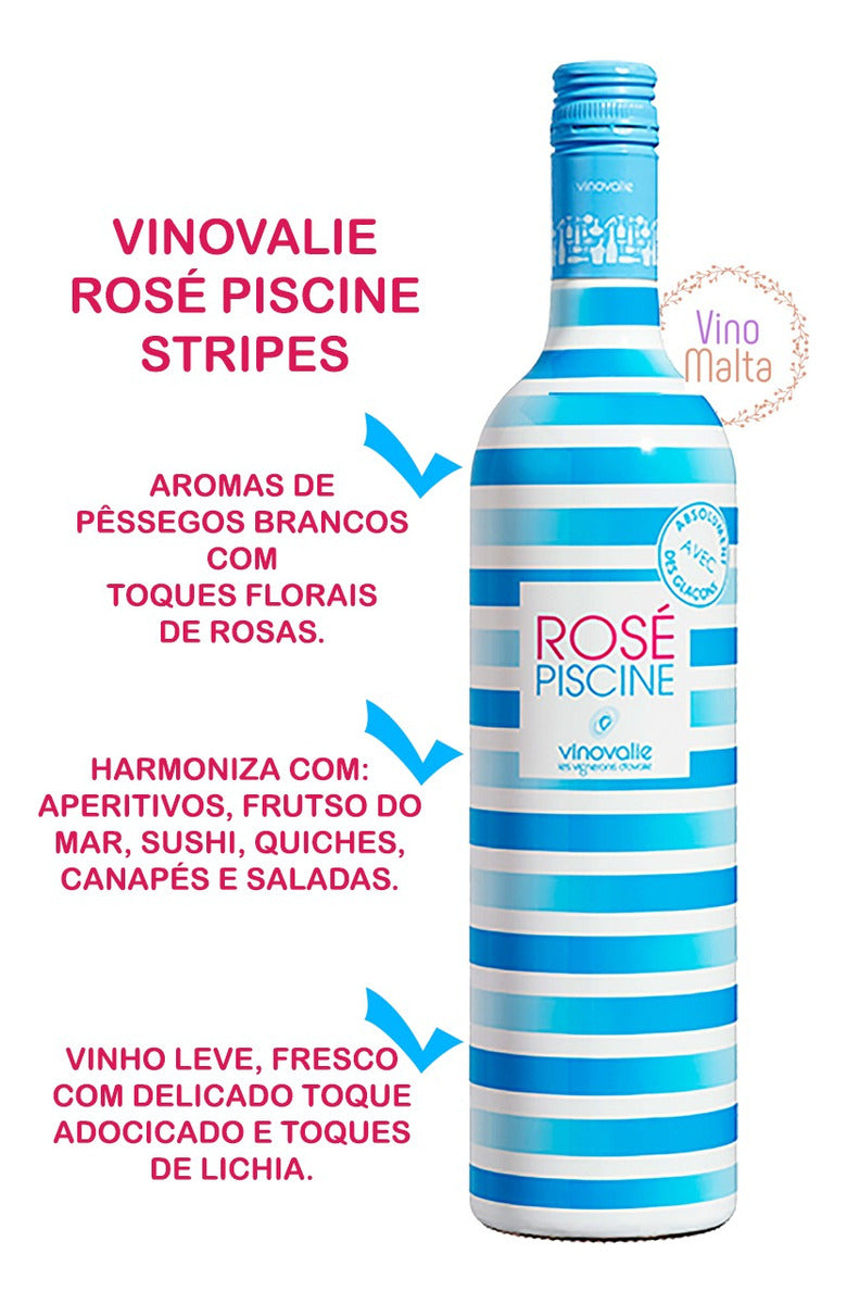 Vinho Francês Rosé Piscine Stripes Kit Com 6 Garrafas