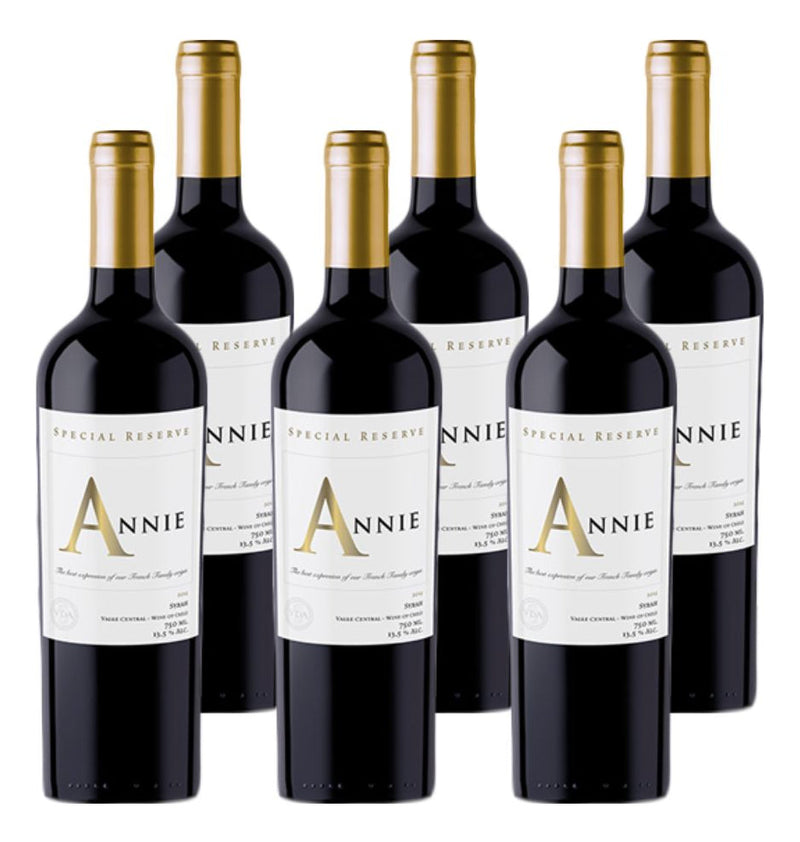 Kit 6 Vinhos Annie Special Reserve Syrah Tinto Chile 750ml