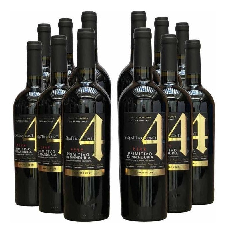 Vinho 4 Conti Primitivo Di Manduria | Kit Com 12 Garrafas