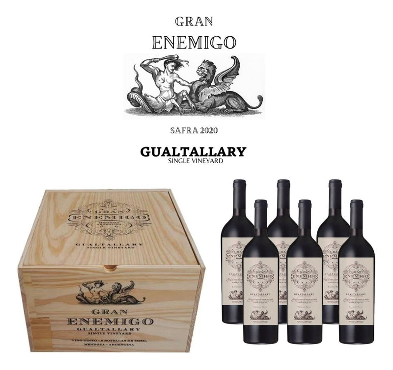 Kit 6 Vinhos Gran Enemigo Gualtallary Caixa De Madeira Linda