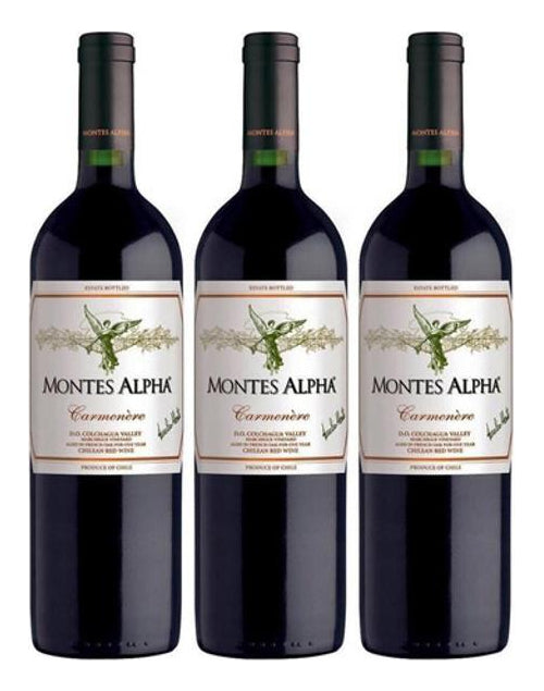 Vinho Montes Alpha Carmenere 750ml Kit Com 03 Unidades