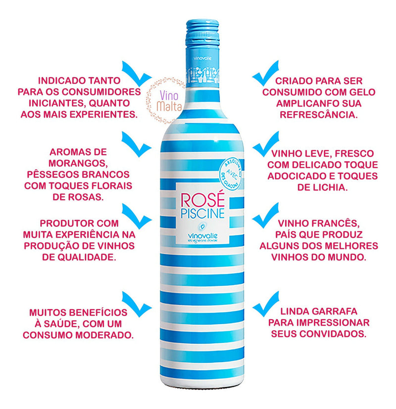 Vinho Francês Rosé Piscine Stripes Kit Com 6 Garrafas